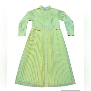 Mare Mare for Anthropologie Yellow Long Sleeve Pleated Maxi Dress